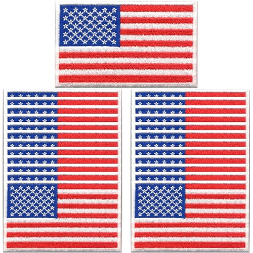 Aufnäher zum Aufbügeln, USA-Flagge, USA-Flagge, zum Aufnähen für Kleidung, Uniform, Hut, Rucksack, Jacke, Hose, Zubehör, 25 Stück (Standard (25er-Pack) von Laughing Lizards