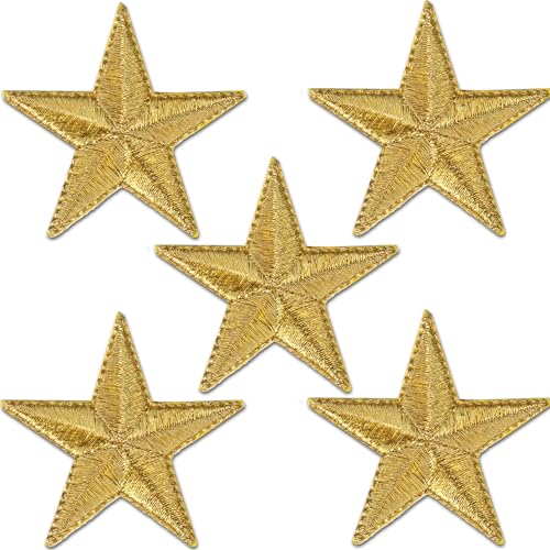 Aufnäher zum Aufbügeln mit Sternen, bestickt, Verzierungen für Kleidung, Jacken, Rucksäcke und Dekorationen (Gold, 5,1 cm) von Laughing Lizards