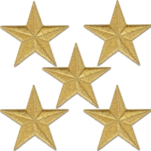 Aufnäher zum Aufbügeln mit Sternen, bestickt, Verzierungen für Kleidung, Jacken, Rucksäcke und Dekorationen (Gold, 7,6 cm) von Laughing Lizards