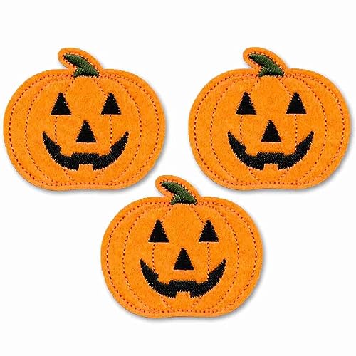 Laughing Lizards Jack O Lantern Patches (3er-Pack), Halloween-Aufnäher zum Aufbügeln, gruselige Aufbügler, zum Aufbügeln oder Aufnähen auf Kleidung, Hüte, Rucksäcke, Jacken, Hosen und Accessoires von Laughing Lizards