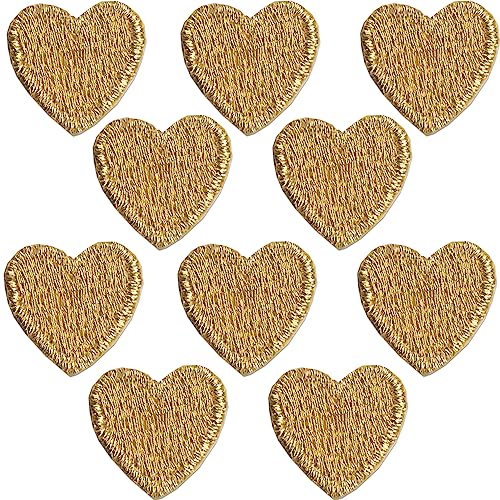 Laughing Lizards Tiny Gold Heart Patches (10 Pack) Iron On Hearts Applique - Heart Shaped Iron On Patches for Clothing, Uniform, Hats, Backpacks, Jackets, Pants, & Accessories (Gold) von Laughing Lizards