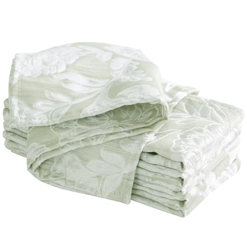 Laura Ashley Annaleigh Tischdecke, Jacquard-Stoff, knitterfrei, für Essen, Urlaub, Party, Hochzeit oder Bankett, Set mit 6 Servietten, Salbei von Laura Ashley