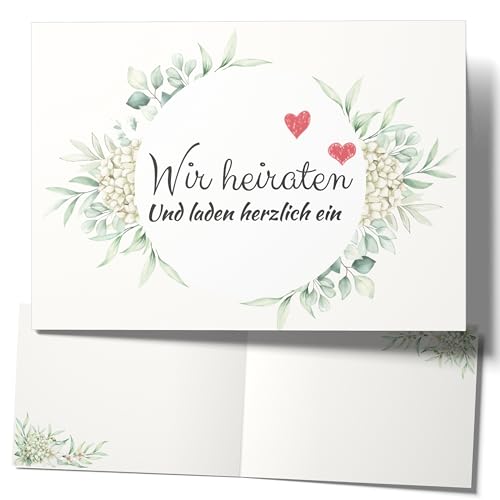 20 Einladungskarten Hochzeit | Hochzeit-Einladungskarten | **NEUES DESIGN: BOHO HORTENSIE** | Klappkarte DIN A6 OHNE Umschlag von Laurea Verde