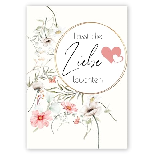 50 Stück Knicklichtschilder Hochzeit Wunderkerzenschilder "Lasst die Liebe leuchten" Design Flower aquarell von Laurea Verde