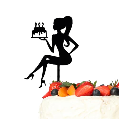 Party Cake Topper Schwarz Acryl Kuchen Dekoration für Party Feier Silhouette Design (Geburtstagstorte) von Laurel & Mason