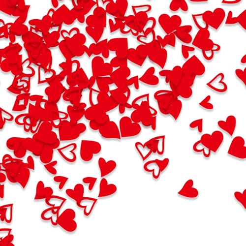 Tischkonfetti mit roten Herzen, 14 g, Herz-Papier-Konfetti, 3 cm, Party-Dekorationen für Valentinstag, Hochzeit, Geburtstag von Laurel & Mason