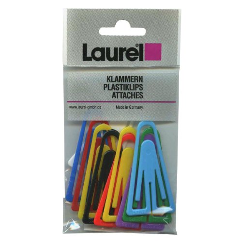 Laurel Büroklammern Plastiklips 60mm VE=10 Stück Grund- und Leuchtfarben sortiert von Laurel