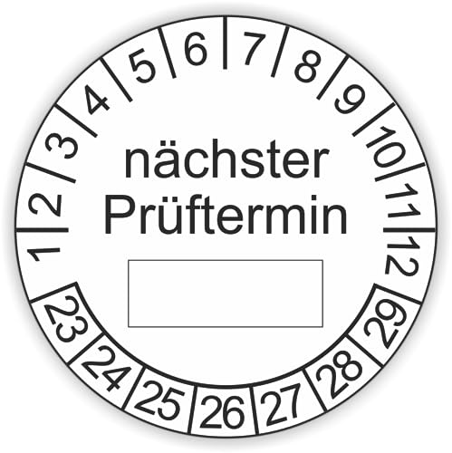 60 Stück Prüfplaketten nächster Prüftermin Ø 20mm oder 30mm Plaketten (30mm, weiß) von Lausitzwerbung