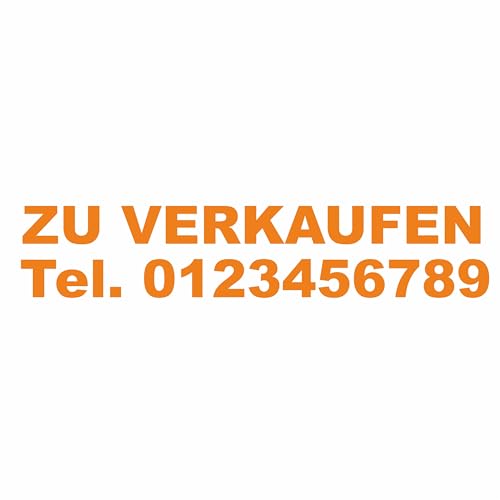 Aufkleber Schriftzug „ZU VERKAUFEN“ mit Telefonnummer 100 cm breit orange Klebeschrift Klebebuchstaben von Lausitzwerbung