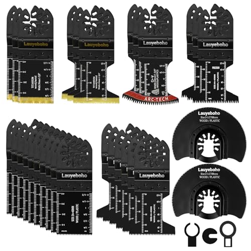 33 tlg Multitool Sägeblatt Set, Oszillierende Sägeblätter Kit für Metall und Holz,Universelles Multitool Zubehör, für Fein Multimaster, Ryobi, Milwaukee, Bosch, Dremel, Dewalt, Rockwell, Makita von Lauyeboho