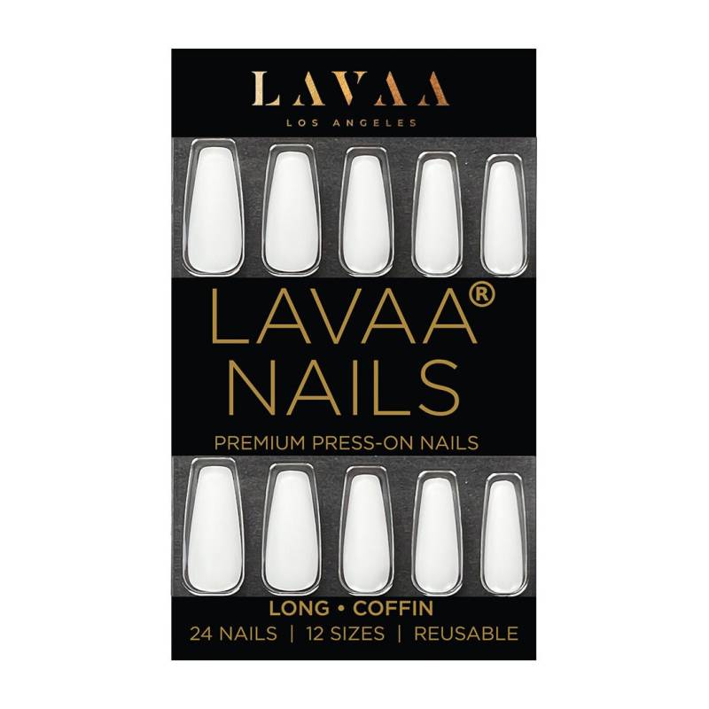 White Coffin Press-On Nails | Matte Weiße Lange Sarg Nägel Salon-Qualität & Wiederverwendbar Lava Schönheit von LavaaBeauty