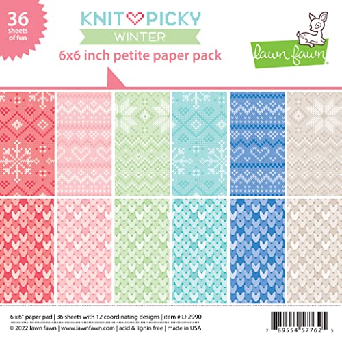 Lawn Fawn, Knit picky Winter Petite Paper Pack, 6"x6" / 15,2x15,2cm, Block 36 Blatt von Lawn Fawn