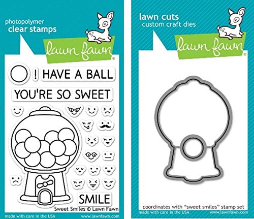 Lawn Fawn Bundle of 2 Items - Sweet Smiles Clear Stamp (LF895) and Die (LF896) Set von Lawn Fawn