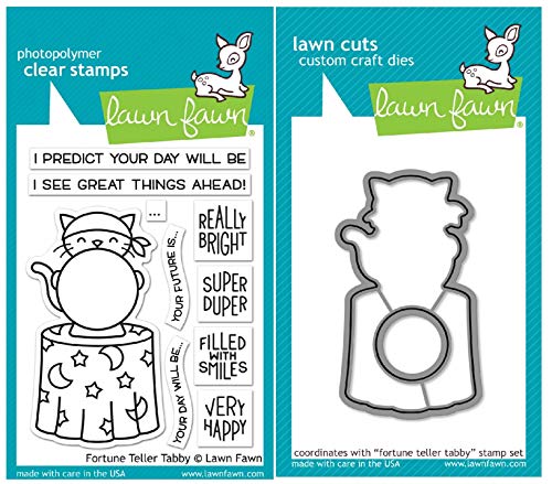 Lawn Fawn Fortune Teller Tabby Clear Stamps and Coordinating Dies - Bundle of 2 Items (LF2016, LF2017) von Lawn Fawn