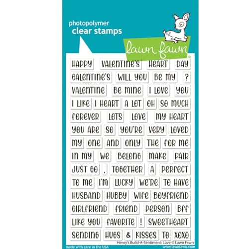 Lawn Fawn LF3605 Henry's Build-A-Sentiment: Love Stempel-Set, transparent, 10 x 15 cm von Lawn Fawn