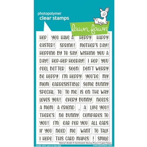 Lawn Fawn LF3678 Henry's Build-A-Sentiment: Bunny Puns Stempel-Set, transparent, 10 x 15 cm von Lawn Fawn