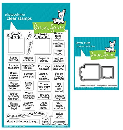 Lawn Fawn Love Poems 4x6 Clear Stamps and Coordinating Custom Dies (LF2167, LF2168), Bundle of 2 Items von Lawn Fawn