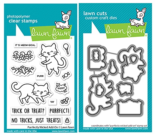 Lawn Fawn Purrfectly Wicked Add-on 7,6 x 10,2 cm transparentes Stempel-Set und passende Rasenschnitte, Set mit 2 Stück (LF2666, LF2667) von Lawn Fawn