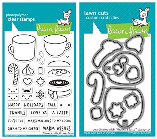 Lawn Fawn Thanks a Latte Clear Stamp Set and Coordinating Lawn Cut Die Set, Two Item Bundle (LF1761, LF1762) von Lawn Fawn