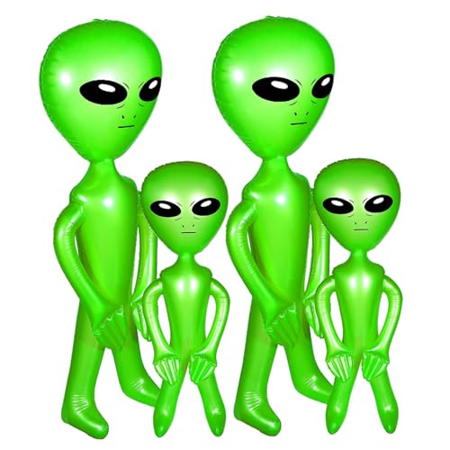 Halloween aufblasbare Alien, 4pcs sprengen außerirdische Luftballons, kein Leck PVC Alien Spielzeug lustige realistische außerirdische Partydekorationen für Halloween -Geburtstagsfeier -Vorräte von Lawnrden