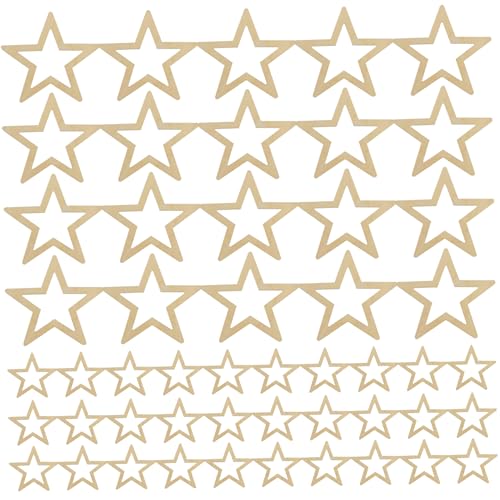 Holzsternhandwerks Ornamente, 50pcs unfertige leere Holzsternscheiben, DIY Small Stars Hollow for Craft Project und Weihnachtsfeier Hochzeit Dekoration/Style111 von Lawnrden