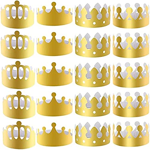 Lawnrden Gold Crowns Party Hats Kings Kronungspapierkronen Geburtstagsfeierdekorationen für Kinder Erwachsene 20pcs, Crown Party Hüte von Lawnrden