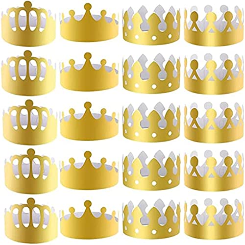 Lawnrden Gold Crowns Party Hats Kings Kronungspapierkronen Geburtstagsfeierdekorationen für Kinder Erwachsene 20pcs, Goldpapierkronen von Lawnrden
