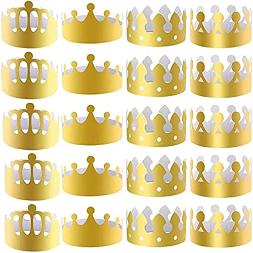 Lawnrden Gold Crowns Party Hats Kings Kronungspapierkronen Geburtstagsfeierdekorationen für Kinder Erwachsene 20pcs, Goldpapierkronen von Lawnrden