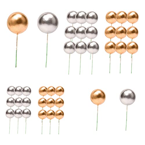 Mini -Ballon -Kuchen -Top -Schaumball -Kuchen -Einsatz -Backdekoration für Jubiläumshochzeitsfeier Gold Silber 40pcs, Ball Cake Toper von Lawnrden