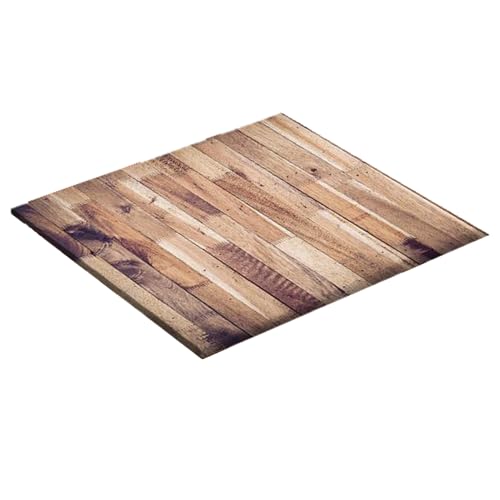 Quadratische Tischdecke, braune Holzkorntischdecken, Polyester -Kartentischabdeckung mit elastischer Kante für quadratische Tisch/40 x 40 (Stil 1) von Lawnrden