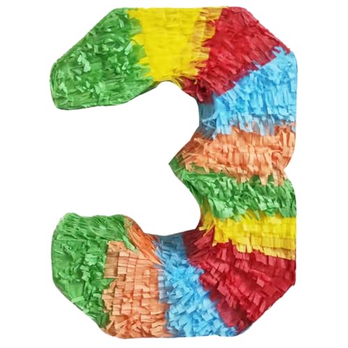 Regenbogennummer Pinatas, Kindergeburtstagsfeier Pinatas, Nummer 3 Pinatass, kleine Pinatas zum Geburtstag Jubiläum Cinco de Mayo Fiesta Party Dekor- 19,7 Zoll von Lawnrden