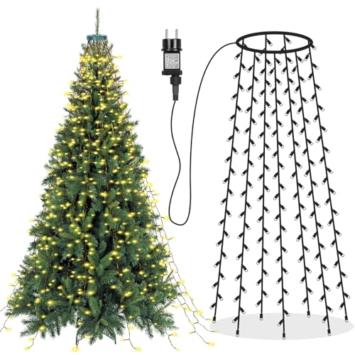 Laybasic Christbaumbeleuchtung LED Ring, 3m 480 LEDs Lichterkette Weihnachtsbaum Beleuchtung mit 8 Modi Timer von Laybasic