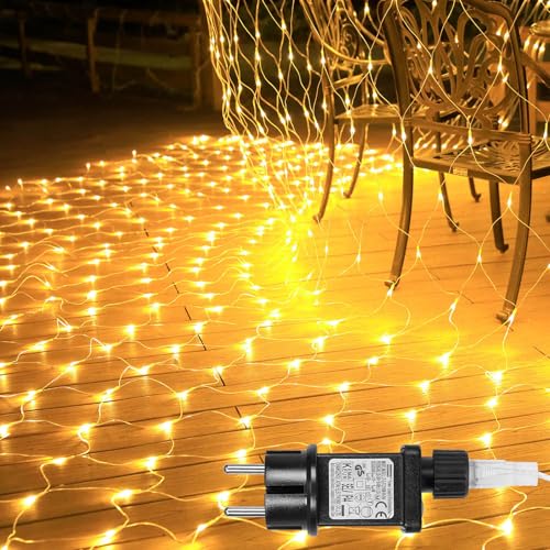 Laybasic Lichternetz Außen 6x4m, 660 LEDs Lichterkette Weihnachtsbeleuchtung Warmweiß von Laybasic