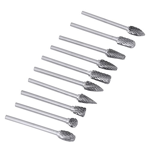 10 Hartmetall-Frässtifte aus Wolframstahl für Werkzeugbohrer-Set, Langlebig, Hochwertig, Verschiedene Formen und Größen von Lazmin112