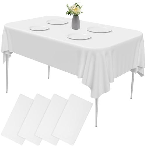 Einweg Tischdecken Weiß 4 Stück wasserdichte Geburtstag Tischdecken Tischdecke weiß Biertisch tischdecke für Geburtstag, Party, Hochzeit, Weihnachten, 137 x 274 cm, Weiss von Lazulithic