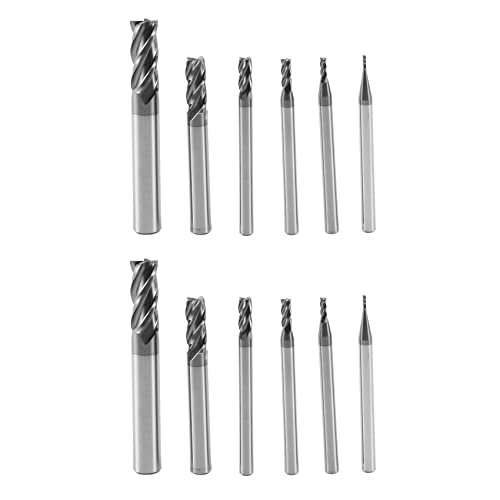 Lbvzxkad 12 Stücke 4 FlöTen Schaftfräser Set für Stähle Platz Cnc Hart Metall Fräser Spiral Fräser Durchmesser (1 2 3 4 6 8mm) von Lbvzxkad