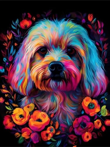 5D DIY Diamond Painting Hund Diamond Painting Kinder Erwachsene Set, Diamond Painting Zubehör, Full Crystal Art Cross Stitch Embroidery Canvas Painting, Für Home Christmas Decoration 25x30cm Y-170 von Lchtooog