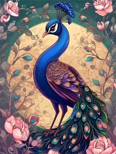 5D DIY Diamond Painting Pfau Cartoon Diamond Painting Kinder Erwachsene Set, Diamond Painting Zubehör, Full Crystal Art Cross Stitch Embroidery Canvas Painting, Für Home Christmas Decor 30x40cm Y-255 von Lchtooog