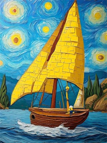 5D DIY Diamond Painting Seeschiff Diamond Painting Kinder Erwachsene Set, Diamond Painting Zubehör, Full Crystal Art Cross Stitch Embroidery Canvas Painting, Für Home Christmas Decoration 25x30cm Y192 von Lchtooog