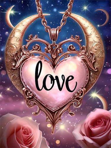 Diamond Painting Diamond Painting Zubehör Love Moon 5D Diamond art Painting Full Drill, Rhinestone Crystal Embroidery Canvas, Painting by Numbers, for Children Geschenke Wall Decoration 30x40cm A-3 von Lchtooog