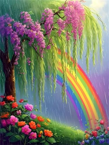 Diamond Painting Diamond Painting Zubehör Regenbogenbaum 5D Diamond art Painting Full Drill, Rhinestone Crystal Embroidery Canvas, Painting by Numbers, for Children Geschenke Wall Decor 30x40cm A-11 von Lchtooog