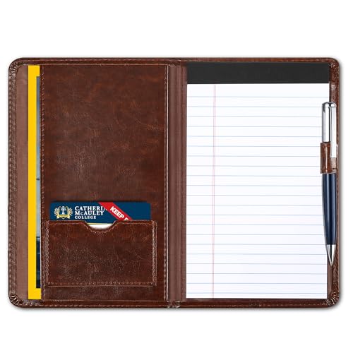 Lcjtop Mini-Padfolio/Junior-Portfolio-Mappe, Business-A5-Ordner, Organizer, Notizblock für Männer und Frauen, 12,7 x 20,3 cm, Schreibblock enthalten, Braun von Lcjtop