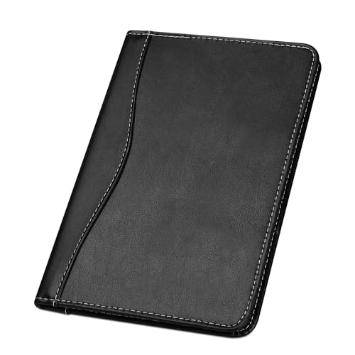 Lcjtop Mini-Padfolio/Junior-Portfolio-Mappe, Business-A5-Ordner, Organizer, Notizblock für Männer und Frauen, 12,7 x 20,3 cm, Schreibblock im Lieferumfang enthalten, Schwarz von Lcjtop