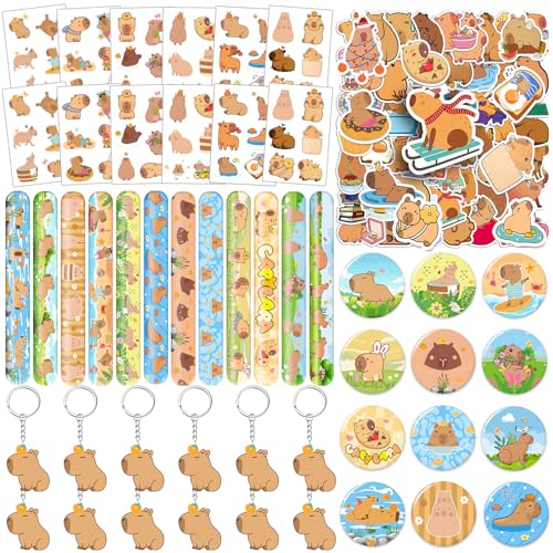 Capybara Partyzubehör, Capybara temporäre Tattoos, Slap Armbänder, Schlüsselanhänger, Aufkleber für Capybara, Geburtstagsparty, Dekorationen, Geschenke für Kinder, Teenager, Jungen, Mädchen, von Lcnjscgo