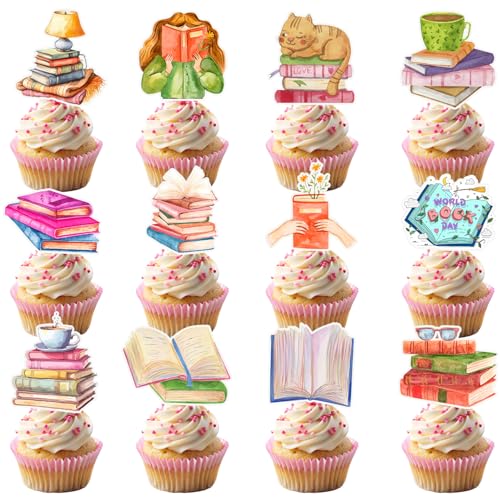 Kuchenaufsätze, Cupcake-Topper, Bücher, Kuchendekorationen, Buchmotive, Party-Dekorationen, Geburtstagsparty-Dekorationen, Buchclub-Dekorationen, Gastgeschenke, Geschenke für Kinder, Jungen, Mädchen, von Lcnjscgo