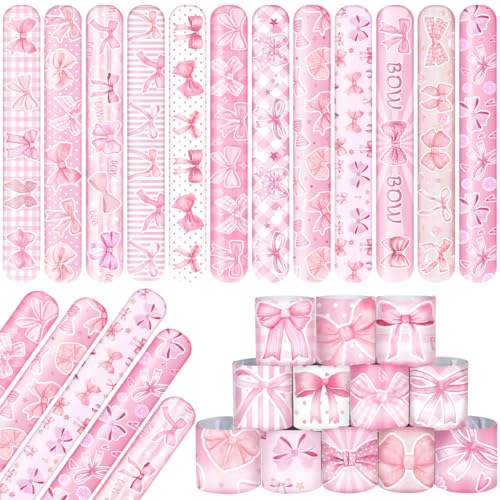 Lcnjscgo 48 Stück rosa Schleifen-Armbänder, Partygeschenke, rosa Schleifen-Armbänder, Geschenktütenfüller für rosa Schleife, Kokette, Geburtstagsparty-Dekorationen, Geschenke für Kinder, Erwachsene, von Lcnjscgo