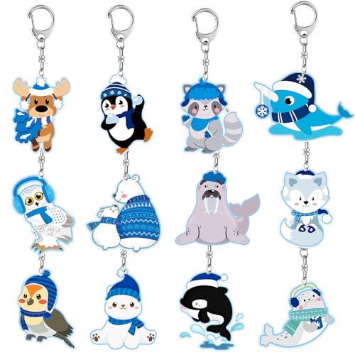 Lcnjscgo Winter Arctic Polar Animals Party Favors 24 PCS Arctic Polar Animals Acrylic Keychains for Winter Arctic Polar Animals Birthday Party Decorations Supplies Gifts for Kids Classroom Prizes von Lcnjscgo