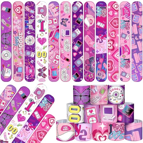 Y2k 2000er Jahre Pink Party Favors Slap Armbänder für Teenager-Mädchen, Y2k 2000er Jahre Armbänder Armbänder Goodie Bag Füllstoffe Throwback Anfang 2000er Jahre Party Decor Y2k Retro Hip Hop von Lcnjscgo