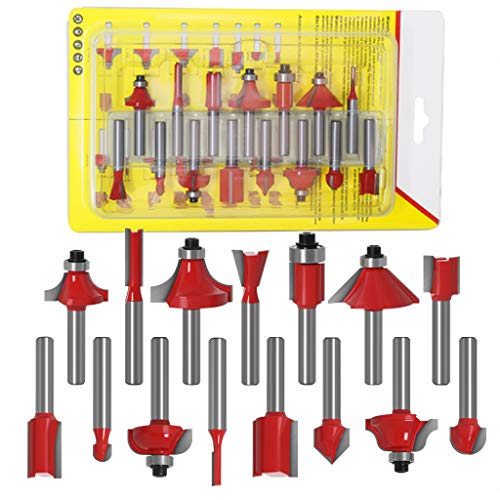 15-teiliges 1/4-Zoll Fräser Set Zum Trimmen Gerader Fräser Für Holzschneiden Holzbearbeitung von Ldabrye