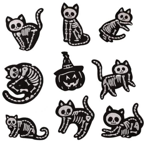 9 Stück Reparaturflicken Kürbis zum Aufbügeln bestickte Flicken Totenkopf Katzen Nähen Flicken für Kleidung Hut Jeans Schuhe Tasche 9 Stück Reparaturflicken Kürbis zum Aufbügeln bestickte Flicken Totenkopf Katzen Nähen Flicken für Kleidung Hut Jeans Schuhe Tasche von Ldabrye